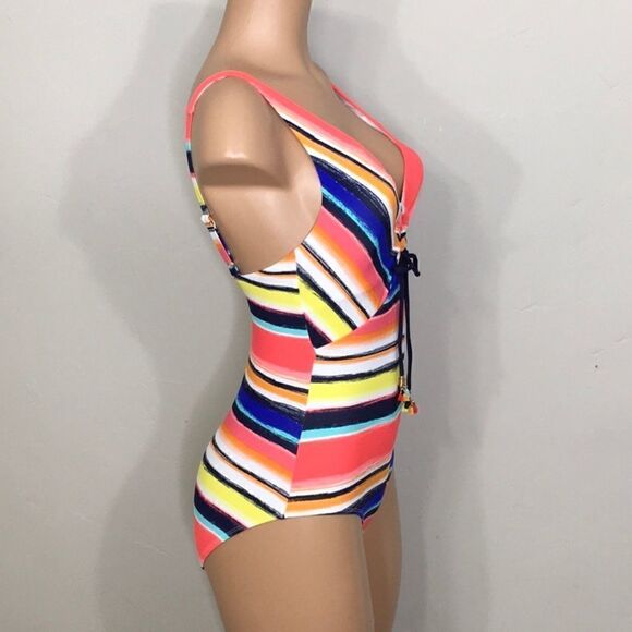 Anne Cole slimming multicolored stripe swimsuit. New - Picture 4 of 12